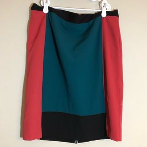 Coral teal color block skirt